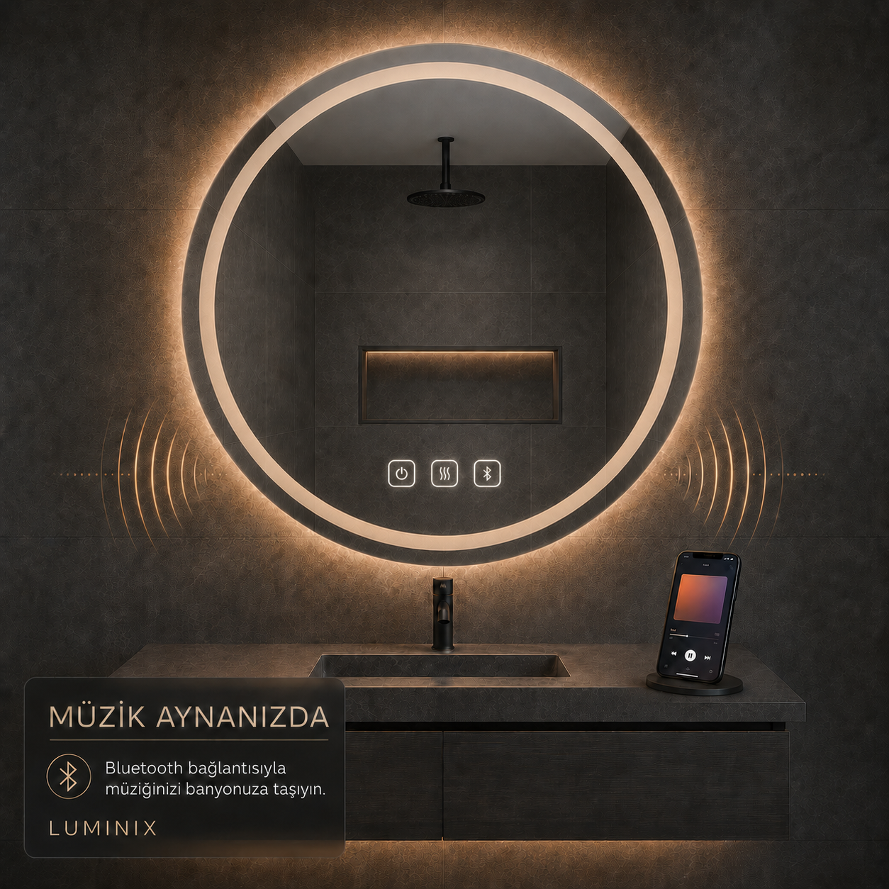 LUMINIX Aura Yuvarlak LED Ayna - Görsel 3