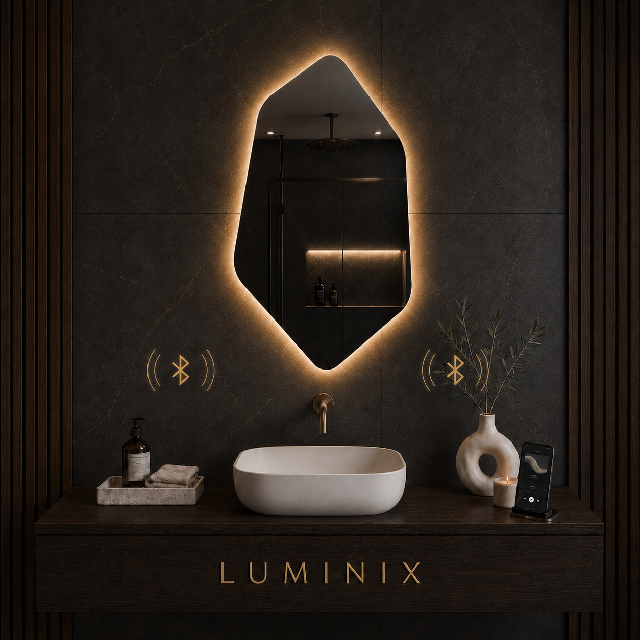 LUMINIX Luna Asimetrik LED Ayna - Görsel 3