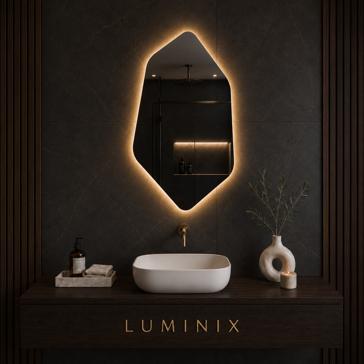 LUMINIX Luna Asimetrik LED Ayna - Görsel 2