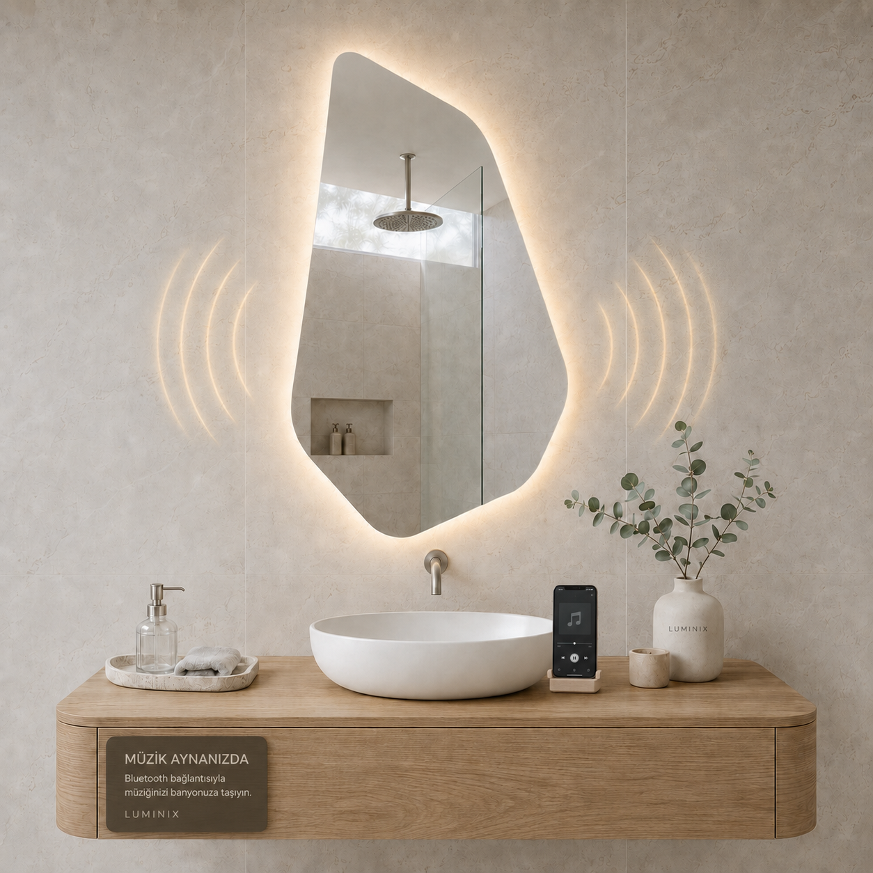 LUMINIX Mira Asimetrik LED Ayna - Görsel 2