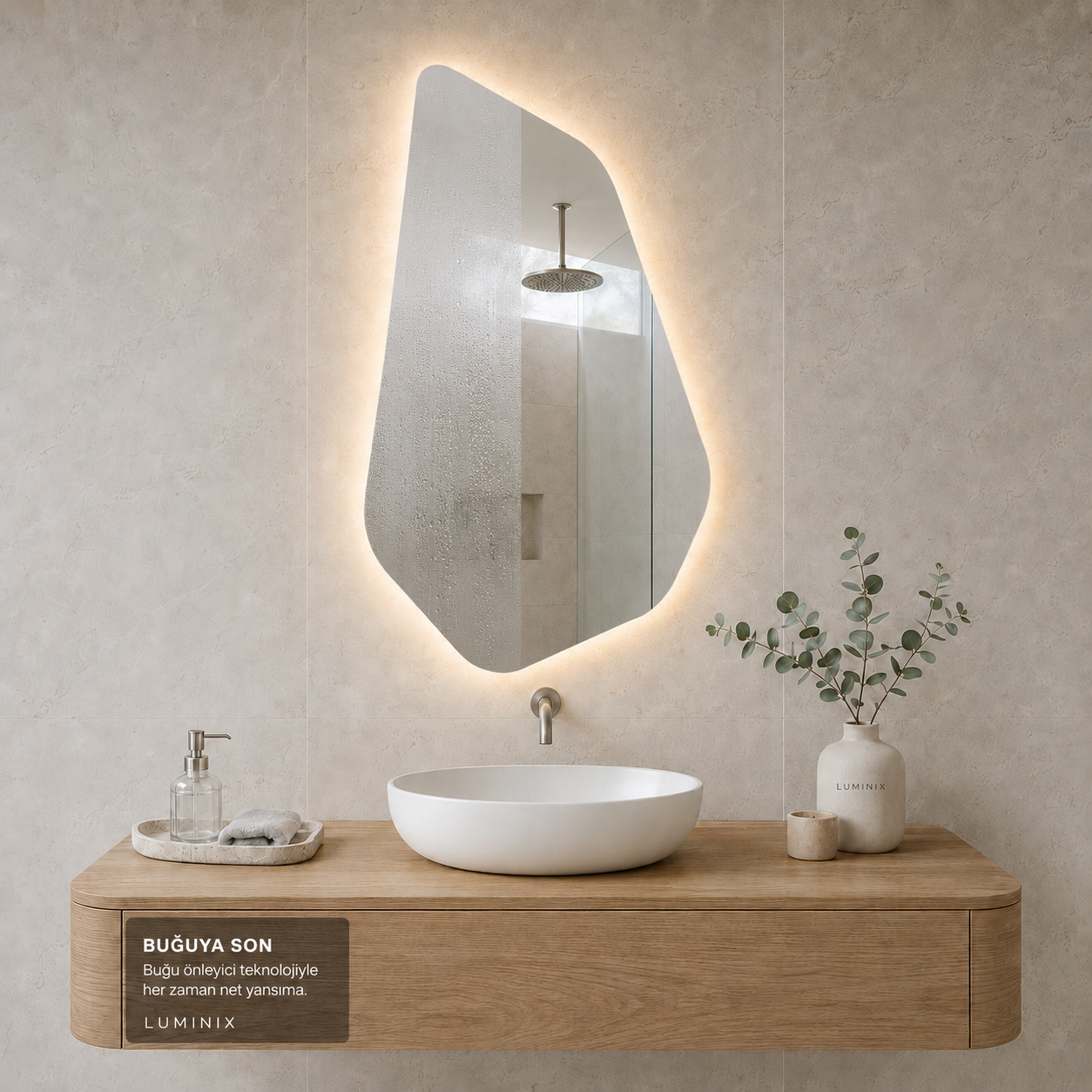 LUMINIX Mira Asimetrik LED Ayna - Görsel 3