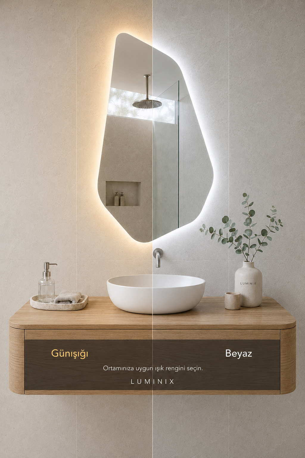 LUMINIX Mira Asimetrik LED Ayna - Görsel 4