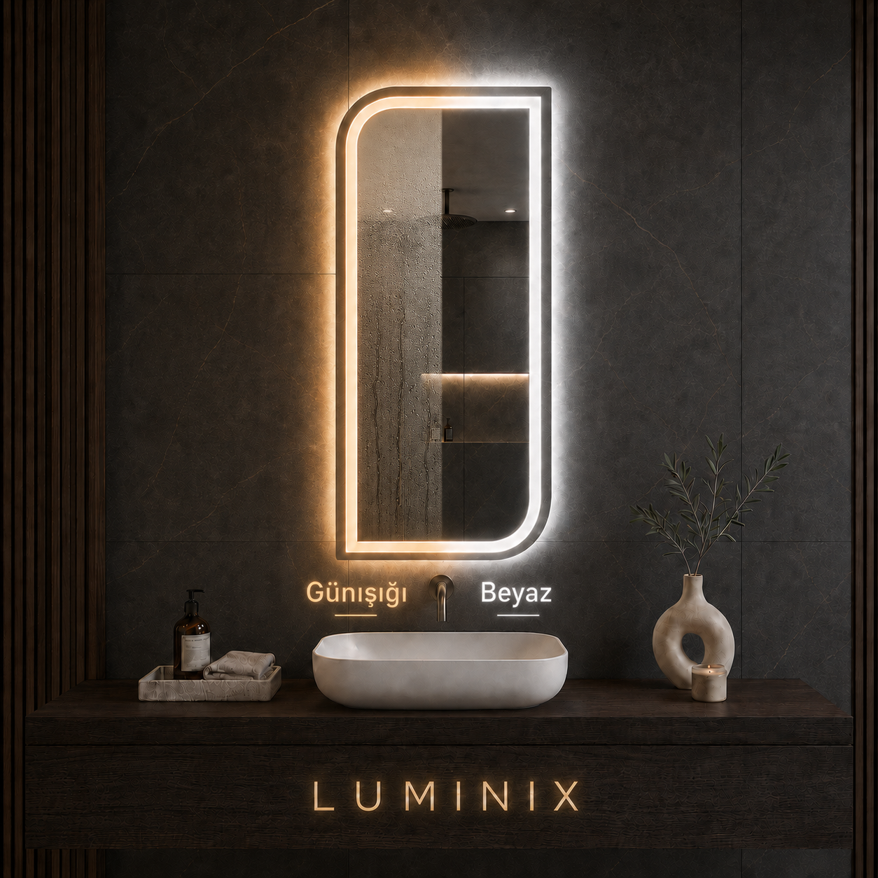 LUMINIX Vela Asimetrik LED Ayna - Görsel 2
