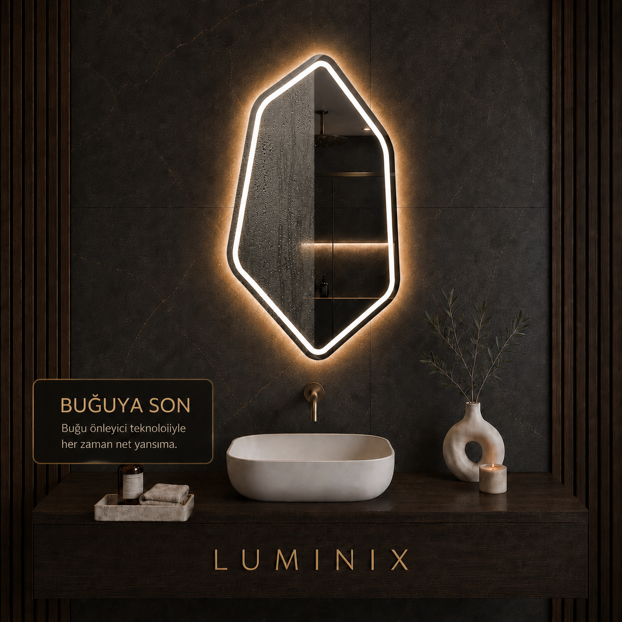 LUMINIX Vion Asimetrik LED Ayna - Görsel 4